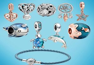Memnon Jewellery Summer Ocean Series Koraliki Dangle Charms Turtle Sea 925 Sterling Silver Fit Style Charm Bracelets DIY Biżuter Prezent3532595