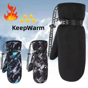 Winter Professionelle Skihandschuhe drucken verdickte Ente Down Baumwollhandschuhe winddichte Anti-Rutsch-Inneren fünf Finger warm warmes Tup wasserdicht 231227