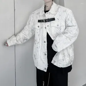 Jackets masculinos estilo americano high street mass hollow msh bordado retchwork streetwear lapeel manga longa moda casual casacos casuais