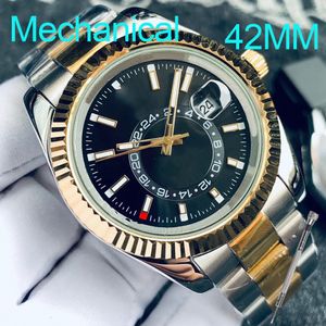 Relógio masculino de luxo com movimento mecânico automático, mostrador pequeno, pode girar, relógios casuais, pulseira de aço inoxidável 316, relógio de pulso à prova d'água de 42 mm, presente de aniversário