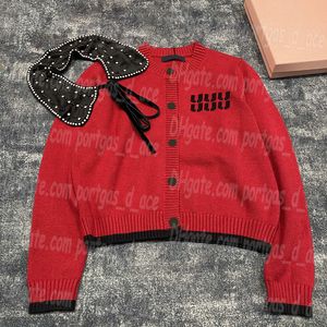 Letra Mulheres malha Jaqueta Cardigan Red Ano Novo Ano Novo Spring Sweaters Tops Botão Corte