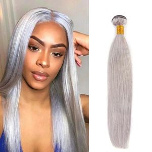 Wefts Gray Human Hair Bundles Brazilian 100% obearbetat Remy Hair Ombre Soft Body Weaves 3/4 Buntel Virgin Healthy Extensions for Blake