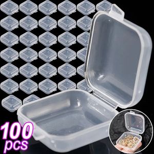 100st mini plastlagring containrar BOX PORTABLE Pill Medicine Holder Storage Organizer Smycken Förpackning för örhängen Ringar 231227