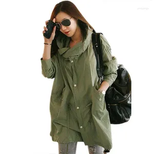 Kurtki damskie Women Back Skull Army Green Jacket Loose Hooded Płaszcz H7 H7