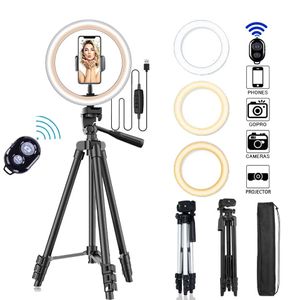 26 cm P O Ringlight Selfie LED Ring Light Telefon Pilot sterowanie Lampa sterująca Oświetleniem z statywem stojakiem wideo 231226