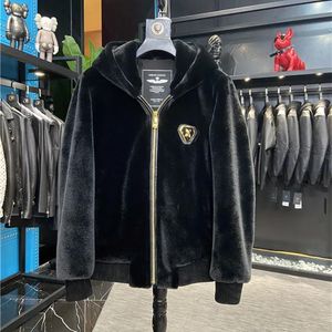 Jackets Designer Tech Jackets Winter Mink Plush Jacket Men Women Thick Warm Hooded Coats Fashion Couple Cashmere Coat Little Bear gold sta