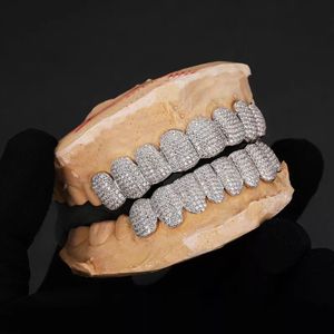 التخصيص الحصري Moissanite Teath Grillz Iced Out Hop Sier Decorative Braces Real Diamond Bling Tooth Shows for Men 221o