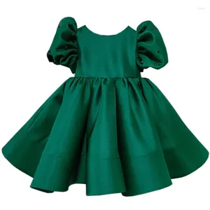 Girl Dresses Christmas Girls Forest Green Knee-Length Princess Dress For 2-14 Kids Elegant Birthday Pageant Junior Bridsmaid