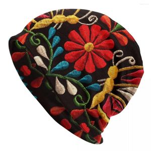 Berets Mexican Butterflies And Flower Pattern Bonnet Hats Hip Hop Knit Hat Autumn Winter Warm Otomi Embroidery Skullies Beanies Caps