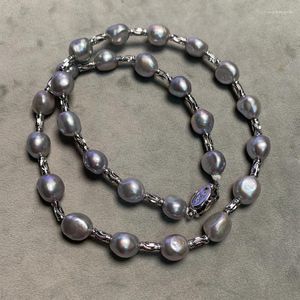 Chains Lady Pearl Necklace Baroque Silver Grey Freshwater Designer Sterling Gift Free Delivery