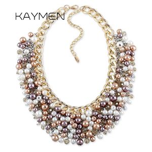 Necklaces KAYMEN New Arrivals Handmade Statement Pearls Chunky Beaded Chokers Necklace for Women Costume Jewelry Gold Plating Multicolor