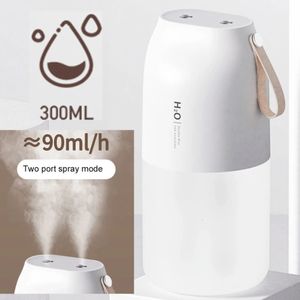 300ML Doppelspray Luftbefeuchter Duftdiffusor USB Ultraschall Ätherische Öle Diffusor Nano Dampfende Gesichtsaromatherapie 231226