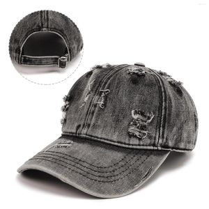 Berretti da baseball Cappello strappato Hop Donna Denim Sun Distressed Trucker Baseball Hip Cap Uomo Bandiera da uomo