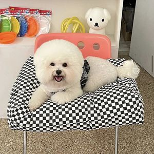 Four Seasons Universal Cotton Plaid Kennel Pet Deep Sleep Mat Puppy Bichon French Bulldog Dog Bed For Small to Medium Dogs 231226