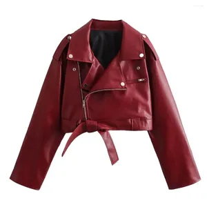 Giacche da donna Donne Fashion Coat Short Leather Coat Vintage Givano tasca con cerniera All-match Casual Da donna Overpot da esterno da donna chic