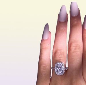 Vecalon Charm Obiecing Pierścień 925 Srebrna poduszka Cut 3CT Diamond CZ zaręczynowe Pierścienie dla kobiet Mężczyzn biżuterii 1044837