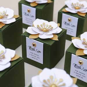 Creative Flower Square Wedding Candy Box Exquisite Little Flower Chocolate Box Holiday Party Banquet Jubileum Presentlåda 231227