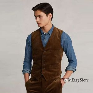 Männer Cord Cord Slim Single Breasted Business Weste Vest Männer lässige ärmellose Jacke Westen