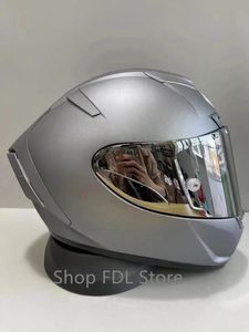 Motosiklet Tam Yüz Kask Ayakkabı x 14 X Spirit III x On dört Spor Bisiklet Yarışı Kask Marquez Mat Gri Capacete 231226