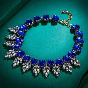 Tuliper Retro Leaf Choker Naszyjnik Austriacki kryształowy kropla rhinestone dla kobiet imprezowy biżuteria rocznica rocznicy 2297