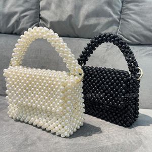 Abendtaschen Mode Perle Perlen gewebt Damentasche Vintage elegante vielseitige Flip-Handtaschen für Frauen 2024 individuelles fertiges Produkt