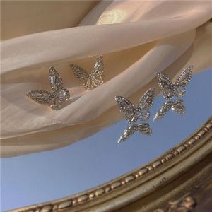 Корейский дизайн, серьги-бабочки для женщин, ювелирные изделия, роскошные серьги-гвоздики с цирконом и стразами, Jewelry1265P