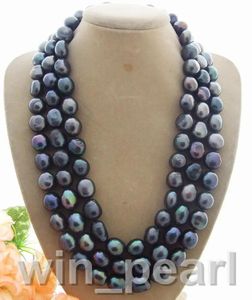 Necklaces Rare Big 910MM black Baroque freshwater Cultured Pearl Necklace 50"