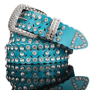 Belt Rhinestines Paski dla kobiet projektantki Diamond Pas W szerokość 3 2 cm Cowskin Shine Klasyczne żeńskie pasy talii 333H