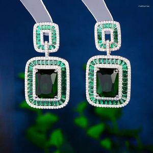 Dangle Earrings فاخرة مربع هندسي بسيط البسيط أزياء الأزياء CZ قطرة للنساء إكسسوارات الأذن بالجملة