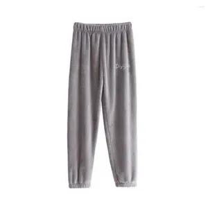 Pijamas femininos na moda calças de veludo aconchegante toque bordado carta impressão solta sleep bottoms streetwear