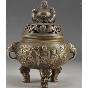 Decorative Figurines Chinese Brass Vintage Hand Hammer Buddha Exorcism Incense Burner