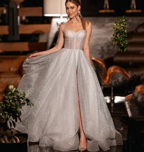 Блестящее трапециевидное платье для выпускного вечера на день рождения 2024, длинное вечернее платье с пайетками на тонких бретельках и блестками, Vestido De Feast Robe De Soiree