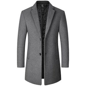 Browon Brand Trench Coat Men秋と冬の固体色の長いウールビジネスカジュアルウィンドブレイカー服231226