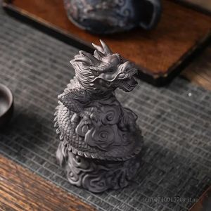 Criativo roxo areia dragão em forma de chá animais de estimação kung fu acessórios de mesa de chá decorações para casa sala estar estudo escritório 2024 1pc 231226