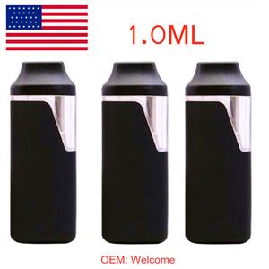 USA STOCK one Gram Disposable Vape Pen E-cigarette 1ml Empty Pods Carts Vaporizers Thick Oil Carts Pens Rechargeable 280mah Battery Ceramic Coil OEM Logo