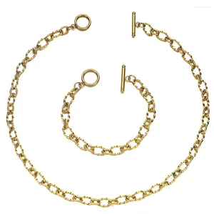 Set di orecchini e collana MinaMaMa, catena vintage in acciaio inossidabile per donna, set di bracciali bling con chiusura OT