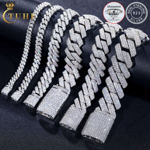 Mossanit Hip Hop Takı 6mm-25mm Geçiş Pırlanta Test Cihazı 925 STERLING Gümüş VVS Moissanit Buzlu Küba Bağlantı Bilezik Mens için