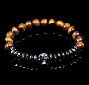 Strand Skull Charm smycken Tillbehör 8 mm naturstenbalans med pärlor Design Ljuspärlor Handgjorda Buddha -armband