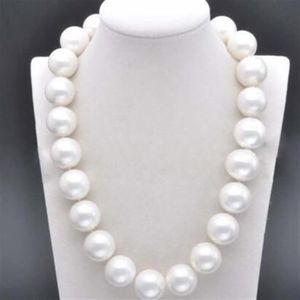 Enorm 20 mm äkta South White Sea Shell Pearl Round Beads Halsband 18 318A