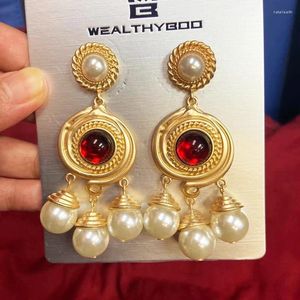 Stud Earrings Luxury Dubai Jewelry Vintage Pearl Tassel Party Women Round Geo Statement Pendant Accessories Brinco