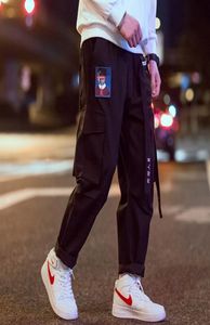 Coursemys Hip Hop Streetwear Cargo Pants Men Ribbon Embroidery Japhing Harajuku Joggers Curagy Harem Pants Male 219614197