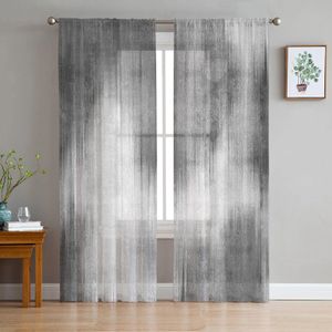 Abstract Modern Line moderna Black White Voile Sheer Cande per soggiorno Finestra Chiffon Torta Terrena da cucina Drape Drape Disk Home Decor 231227