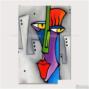 Paintings Arthyx Hand Painted Cartoon Characters Oil Paintings On Canvas Abstract Pop Art Posters Wall Pictures For Living Room Home D Dhcxz