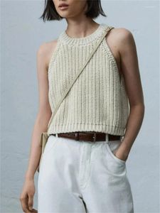 Women's Tanks 2023 Ladies Cotton Blend Knitted Halter Vest Tops Spring And Summer Sleeveless Knitwear Tank Top All-Match