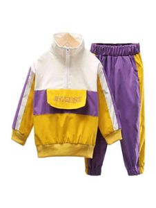 Moda roupas outono bebê meninas roupas meninos jaqueta de algodão calças 2 pçs conjunto criança esporte casual traje crianças fatos de treino 2104181290486