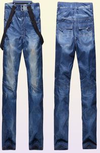 Men039s jeans denim snowboard byxor vinter hängslen skidåkning snöbräda vattentät vindtät varmt tjockare skid4874612