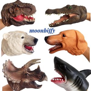 Kawaii dinosaurie Hand dockan Simulering Soft Rubber Animal-barn-barn Interactive Mini Game Tyrannosaurus Rex Children's Toy 231227