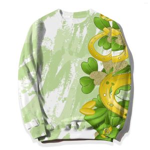 Erkek Tişörtleri Erkekler St. Patrick's Day bayrağı baskı tişörtleri sonbahar bahar moda crewneck uzun kollu kazak gündelik tatil festivali