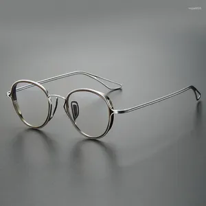 サングラスフレームハリオドアセテートチタンラウンドアイグラスフレーム女性DTX100処方眼鏡近視光学読書男性