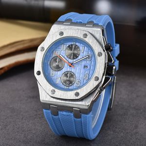 NEW AP watch Mens Business Watches Stopwatch Quartz Movement Male Time Clock Watch Stainless Steel Rubber Silicone Band Wristwatch Gifts